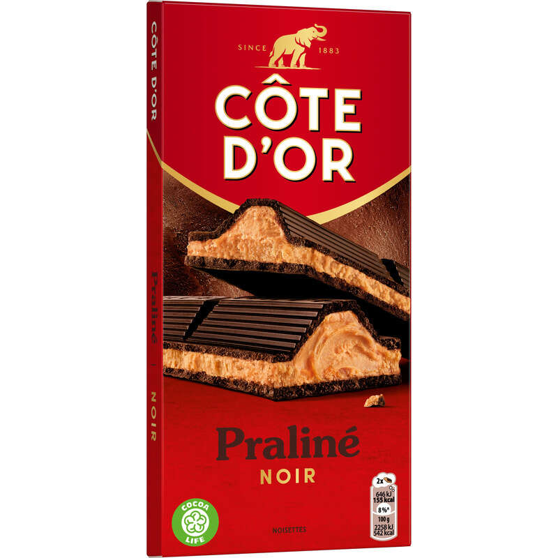 Côte d'Or Tablette Chocolat Noir fourré Praliné 200g