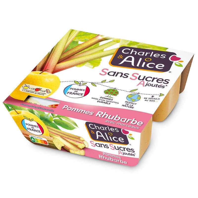 Charles&Alice Spécialité de pommes rhubarbe 4x97g