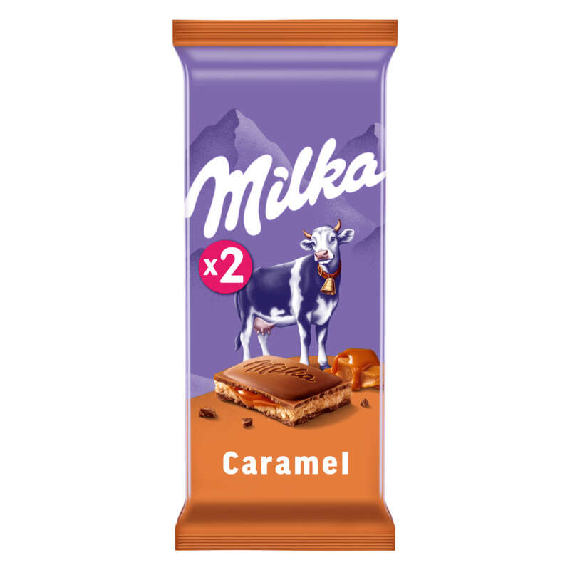 Milka Tablette Chocolat Lait Fourrée À La Crème Et Caramel Lot 2x100g