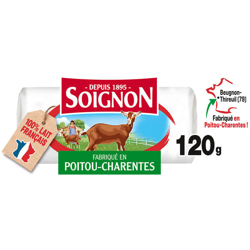 Soignon Bûche De Chèvre Au Lait Pasteurisé 120G