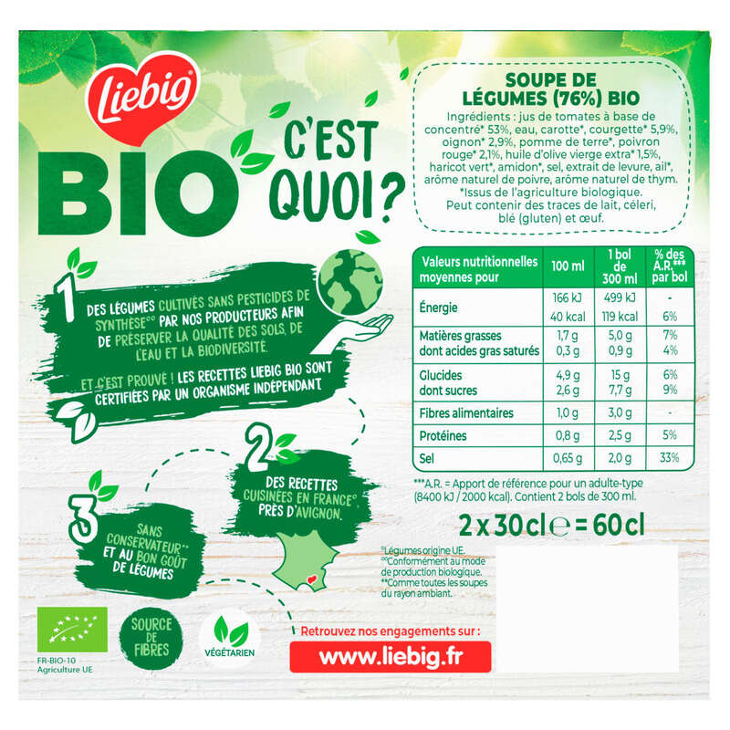 Liebig Velouté de légumes du soleil Bio 2x30cl