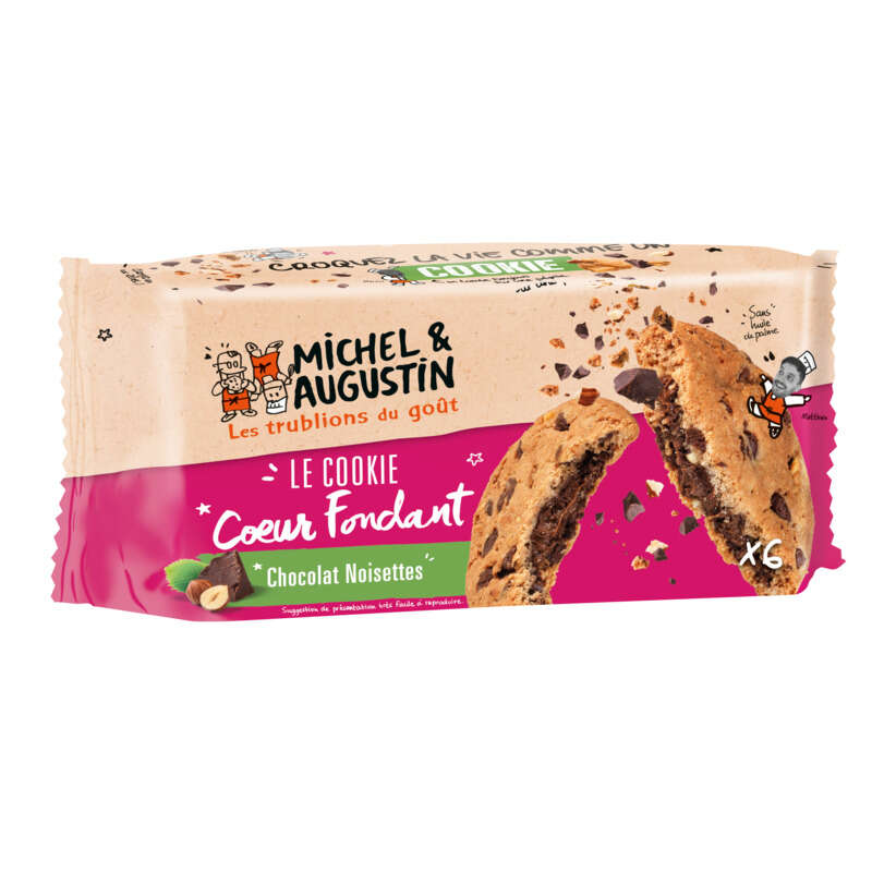 Michel & Augustin Cookies Cœur Fondant Chocolat Et Noisettes 180g