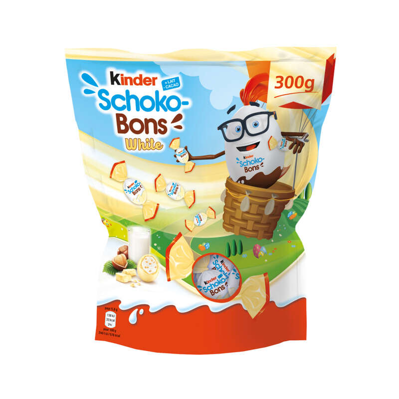 Kinder Shoko-bons Chocolat Blanc Fourrés Lait et Noisettes 300g