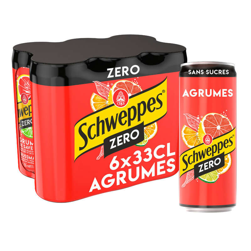 Schweppes Zéro Agrumes Boisson Gazeuse Pack de 6x33cl