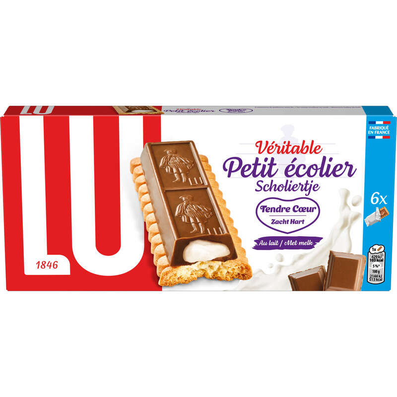 Lu Petit Ecolier Tendre Cœur Biscuits nappés au Chocolat au lait 120g