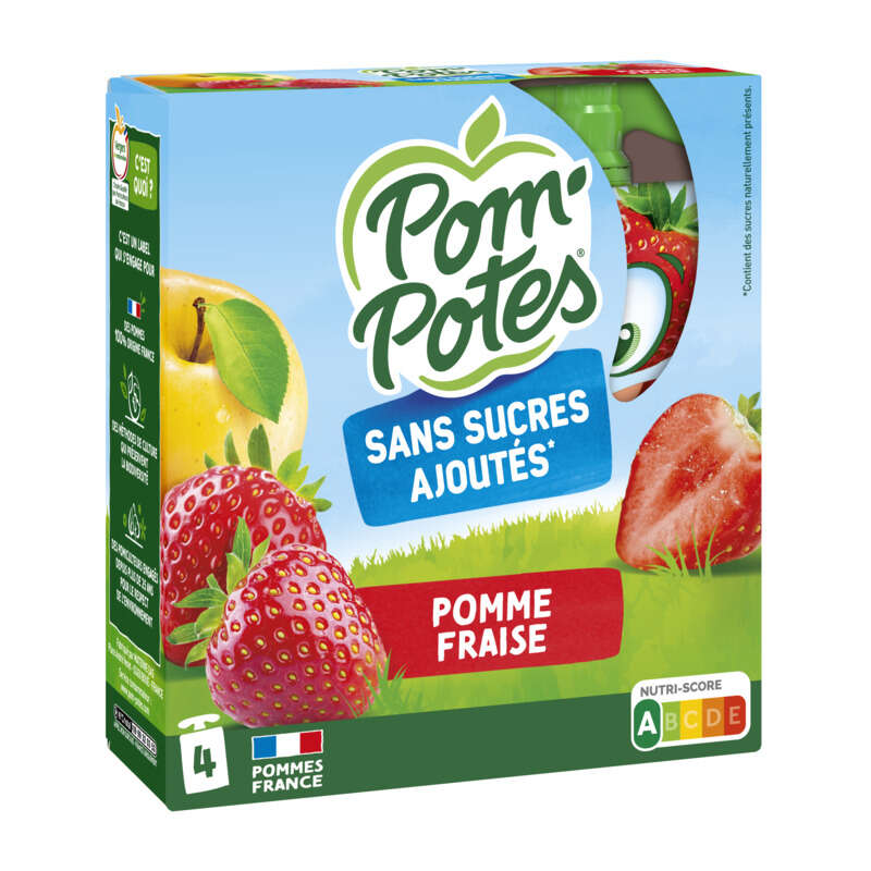 Pom'Potes Compotes Pomme Fraise 4x90g