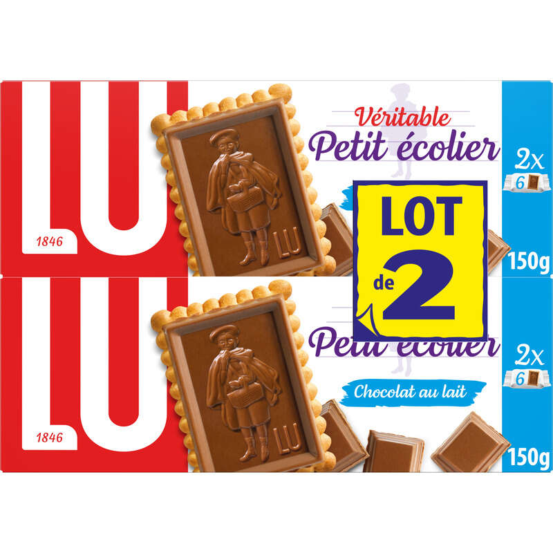Lu Petit Écolier Biscuits Petit Beurre Nappés au Chocolat au Lait 2x150g