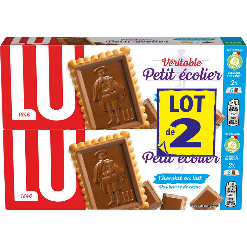 Lu Petit Écolier Biscuits Petit Beurre Nappés au Chocolat au Lait 2x150g