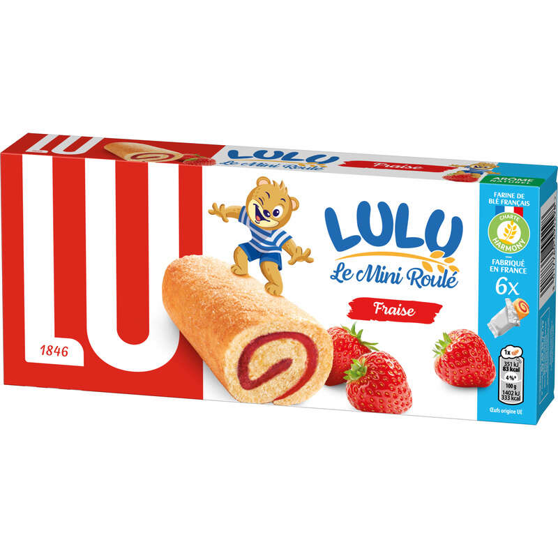 Lu Lulu Le Mini Roulé Gâteaux fourrés à la Fraise 150g