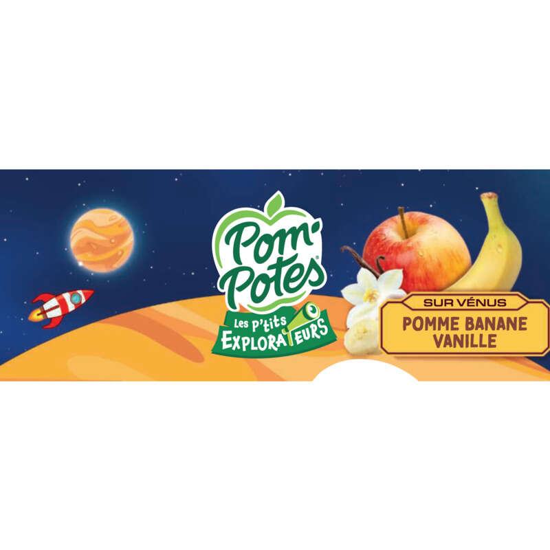 Pom'Potes les p'tits explorateurs sur venus pomme banane vanille 4x90g