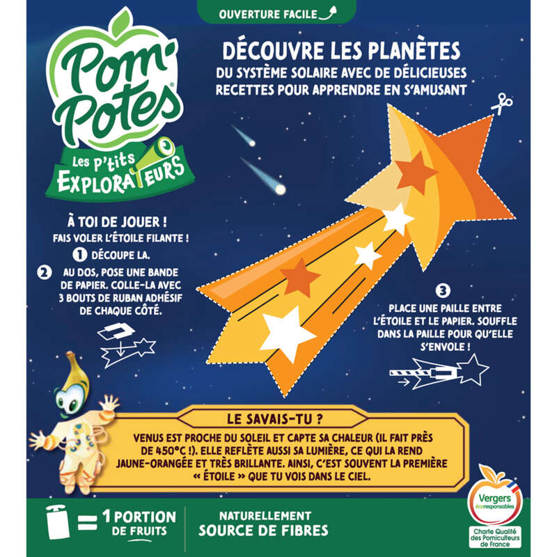 Pom'Potes les p'tits explorateurs sur venus pomme banane vanille 4x90g