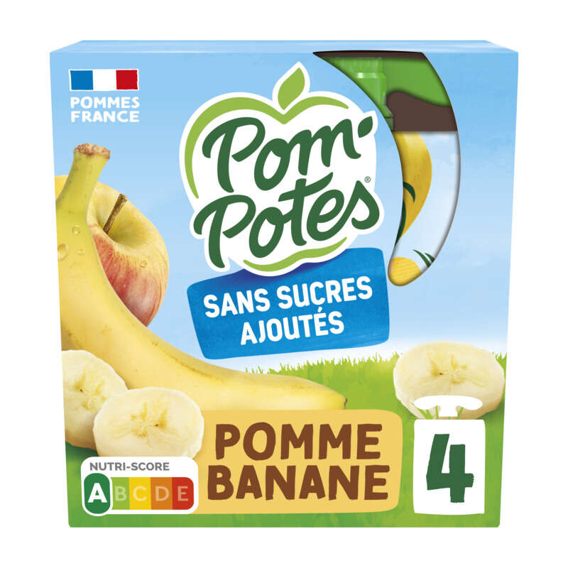 Pom'Potes Sans Sucres Ajoutés Pomme Banane 4x90g