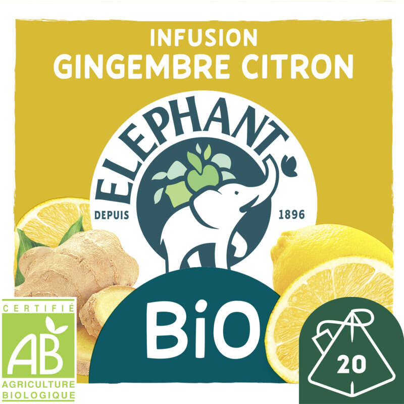 Elephant Mon Infusion Gingembre Citron 20 Sachets Bio 34g