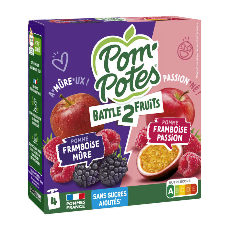 Materne Pom'Potes Battle 2 Fruits Multivariétés 4x90g