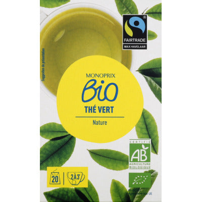 Monoprix Bio Thé Vert Nature 20 Sachets 36g