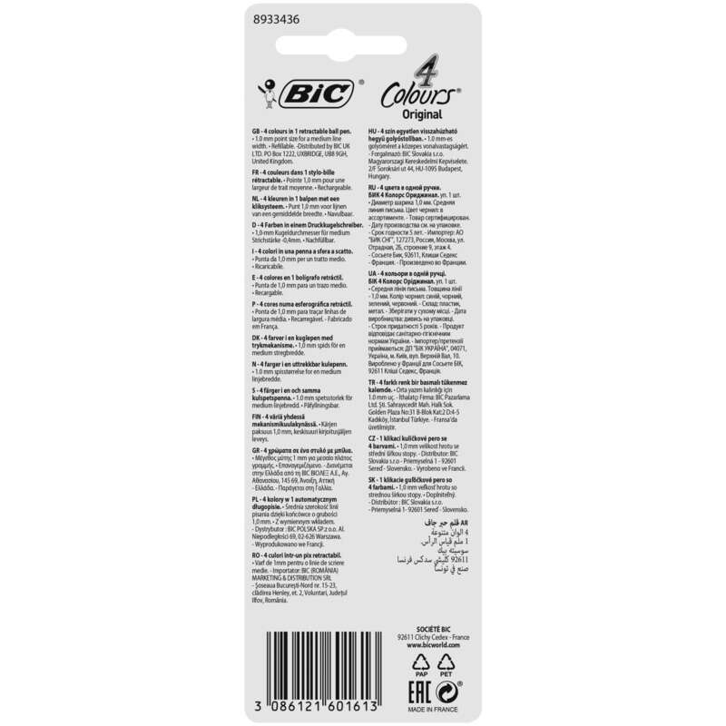 Bic Stylo Bille 4 Couleurs