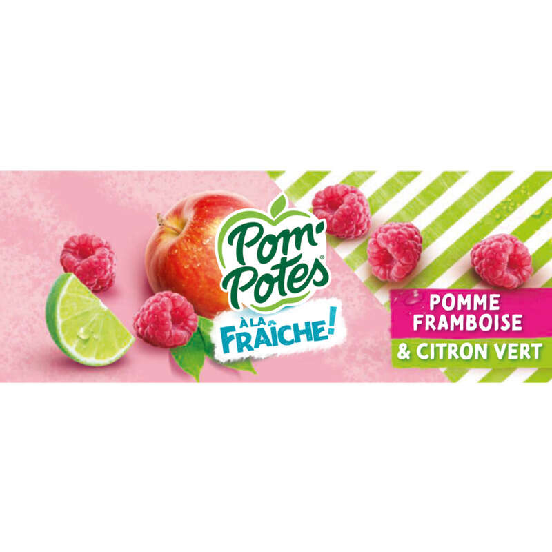 Pom'Potes Compotes à la Fraiche Goût Pomme Framboise Citron 4x90g