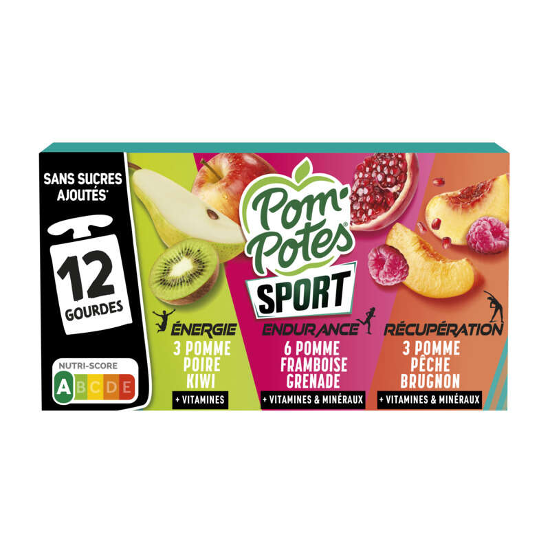 Pom'Potes Compotes Gourdes Sport Multivariétés 12x90g