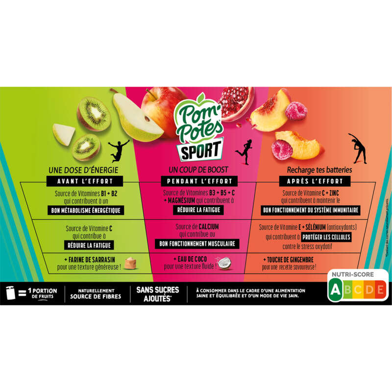 Pom'Potes Compotes Gourdes Sport Multivariétés 12x90g