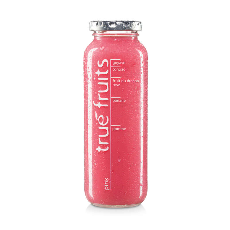 True Fruits Smoothie Pink Fruit du dragon rose banane Corossol pomme 25cl