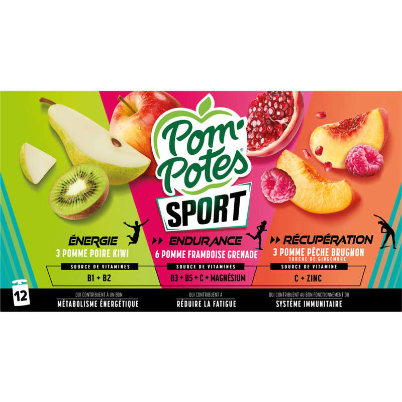 Pom'Potes Compotes Gourdes Sport Multivariétés 12x90g