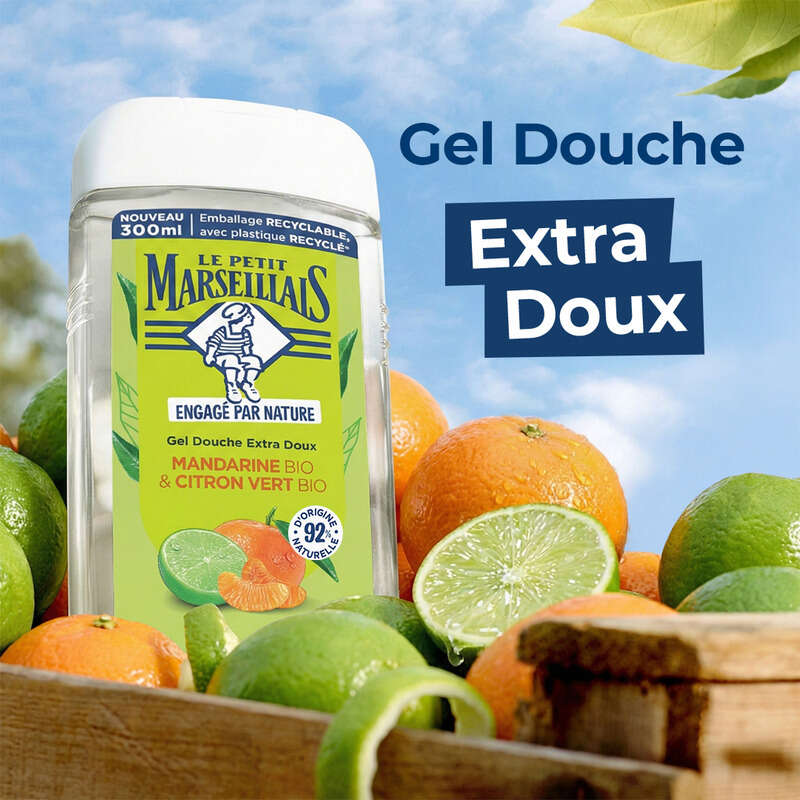 Le Petit Marseillais Gel Douche  Extra doux Mandarine citron vert 300ml