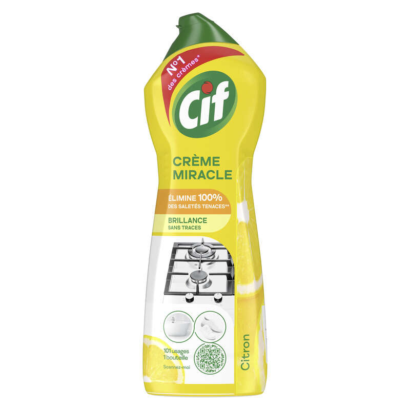 Cif Crème Miracle Brillance Anti-traces Citron  750ml