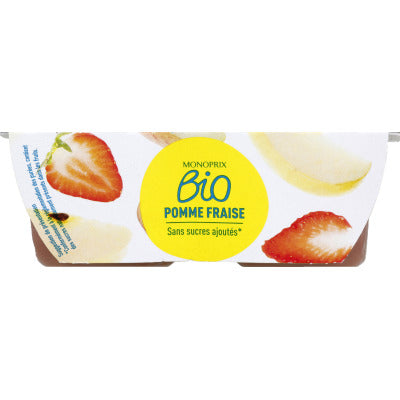 Monoprix bio compotes pommes fraises 4x95g