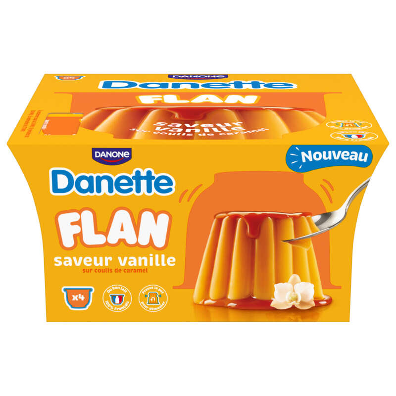 Danette Flan vanille sur coulis de caramel 4x95g