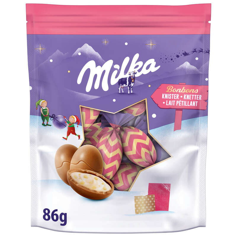 Milka Bonbons de Noël Lait Pétillant 86g