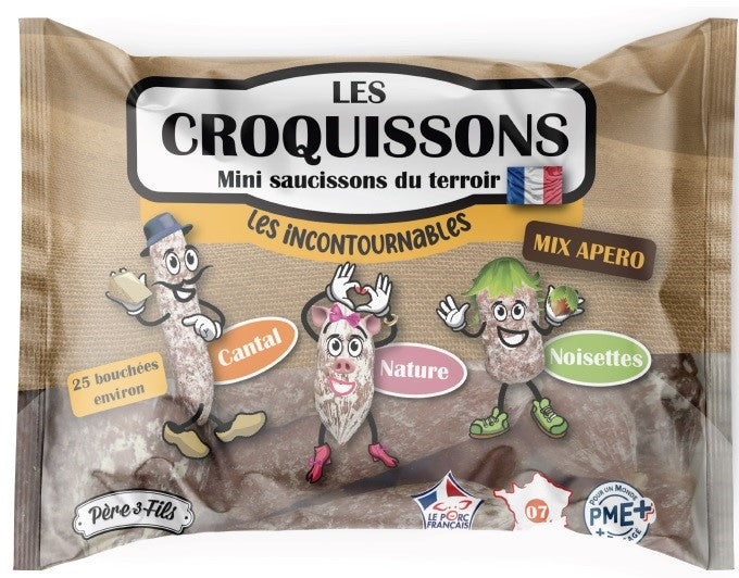 Les Croquissons Mini Saucissons du Terroir Cantal et Nature & Noisettes 130g