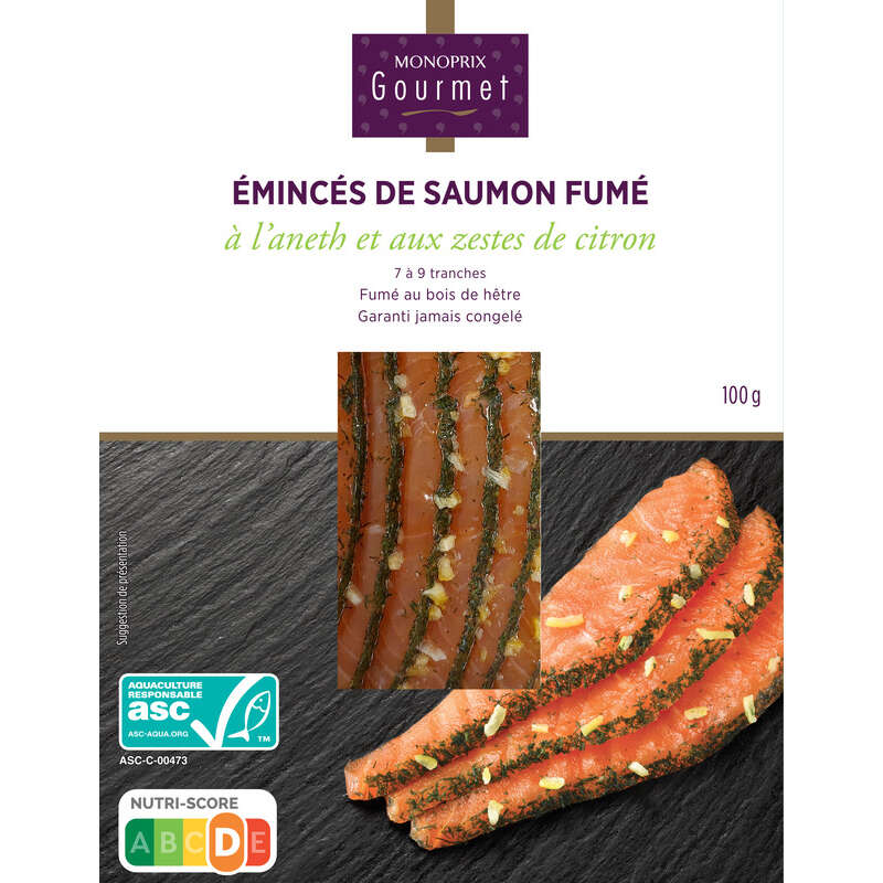 Monoprix Gourmet Emincés Saumon Fumé Aneth Citron 100g