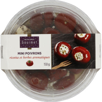 Monoprix Gourmet Mini Poivrons Ricotta et Herbes aromatiques 150g