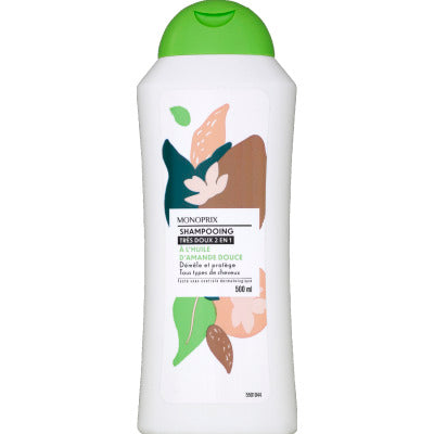 Monoprix shampoing doux 2 en 1 amande 500ml