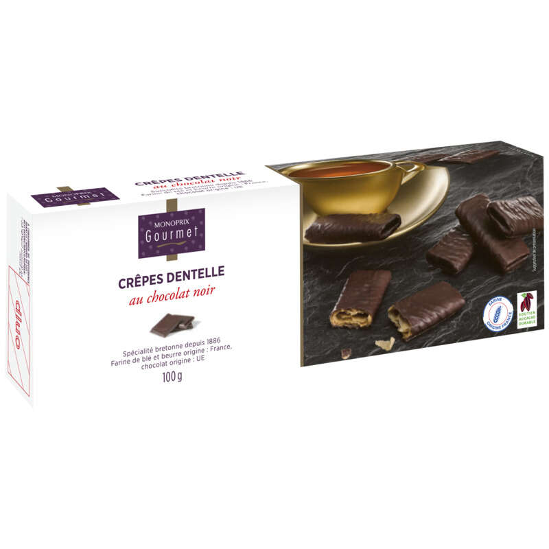 Monoprix Gourmet Crêpes dentelle au chocolat noir 100g