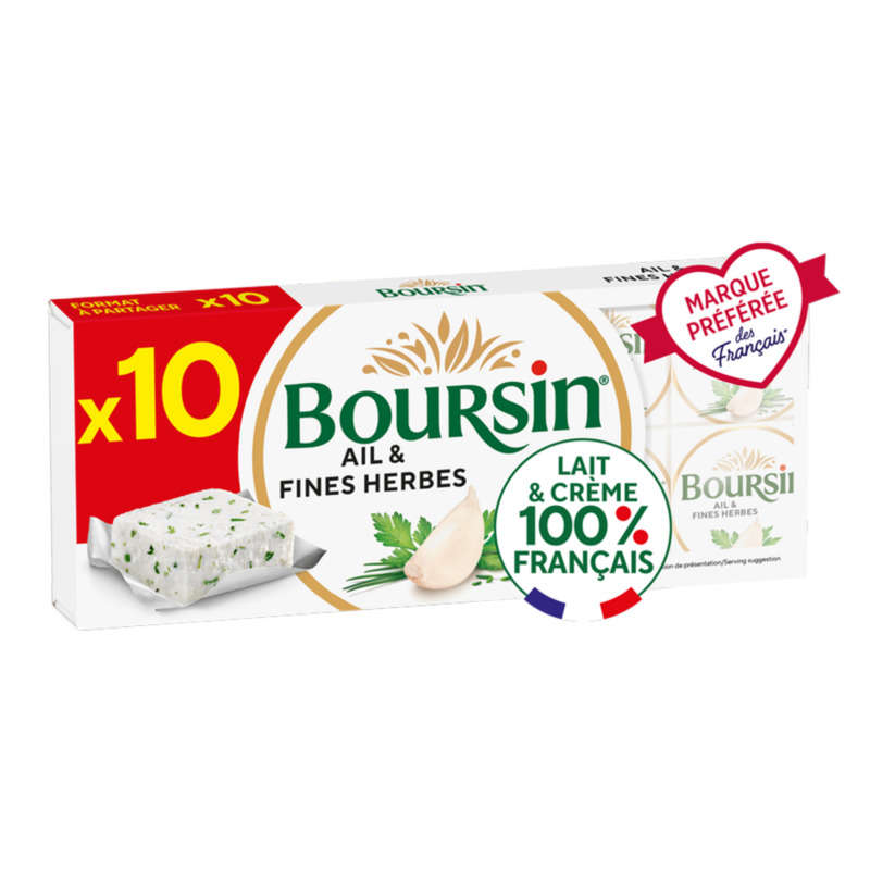 Boursin Fromage À Tartiner Ail & Fines Herbes 10 Portions 160g