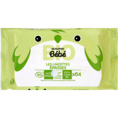 Monoprix Bébé BIO Lingettes épaisses x64