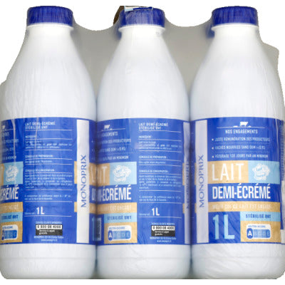 Monoprix Lait Demi Ecrémé 6x1L