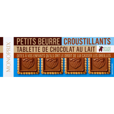 Monoprix Petits Beurre Croustillants avec Tablette de Chocolat au Lait 150g