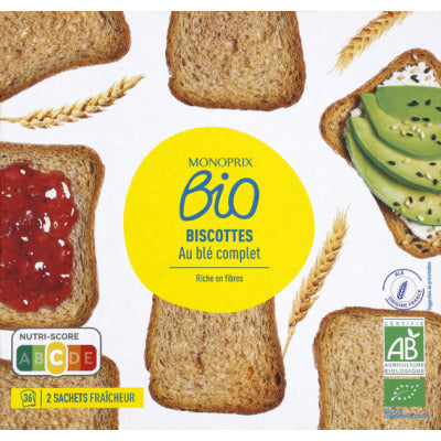 Monoprix Bio Biscottes Complètes 300g