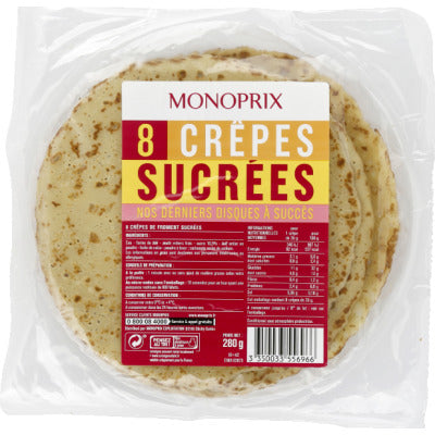 Monoprix 8 Crêpes Sucrées 280g