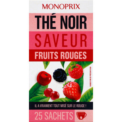 Monoprix Thé Noir Saveur Fruits Rouges 25 Sachets 40G