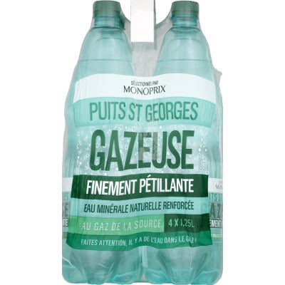 Monoprix Eau gazeuse finement pétillante Puits St Georges 4x1,25L