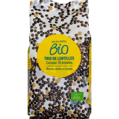 Monoprix Bio Trio De Lentilles Cuisson 10 Minutes Bio 250G