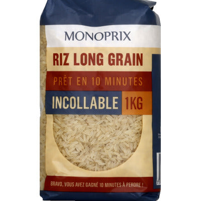 Monoprix Riz Long Grain Incollable, Prêt en 10 minutes 1kg