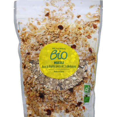 Monoprix Bio Muesli Aux 6 Fruits Secs Et 3 Céréales Bio 375G