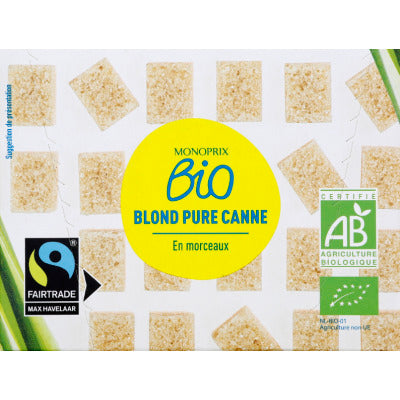 Monoprix Bio sucre blond pure canne en morceaux le paquet de 500g