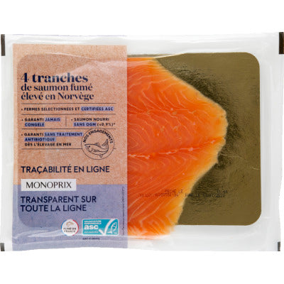 Monoprix Saumon Fumé élevé en Norvège 140g