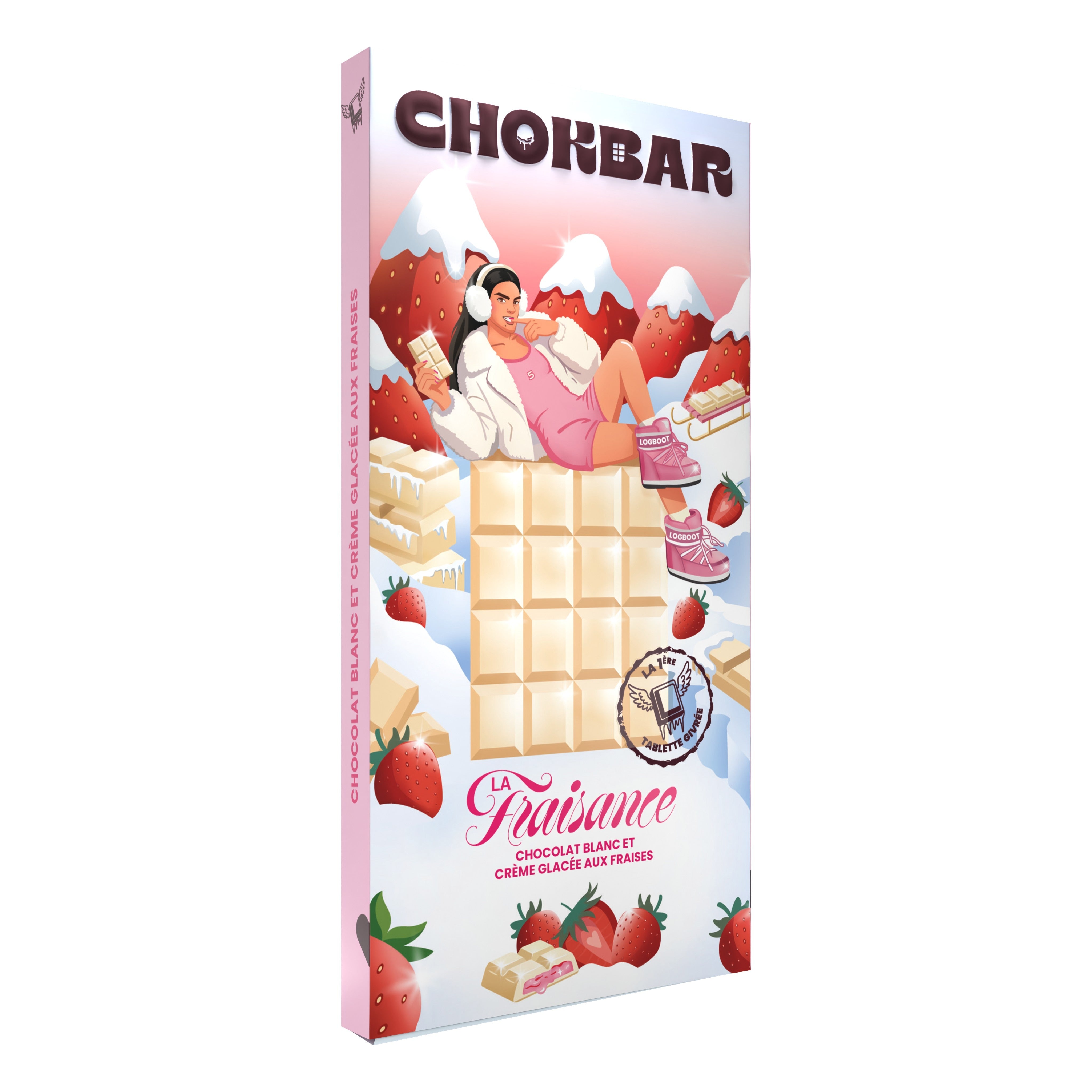 Chokbar La Fraisance Tablette Chocolat blanc et crème glacée aux fraises 100g