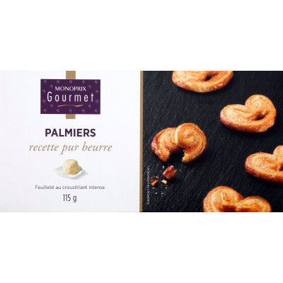 Monoprix Gourmet Palmiers Recette Pur Beurre Feuilleté au Croustillant Intense 115g